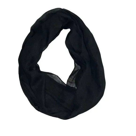 BUNDLE (2) Infinity Scarfs — One Patterned & One Solid Black - Picture 3 of 5